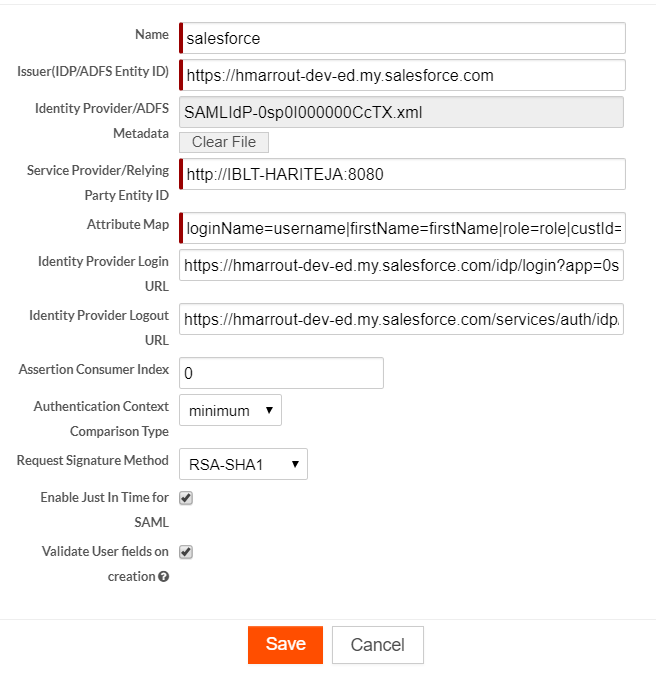 SAML/ADFS Authentication Details